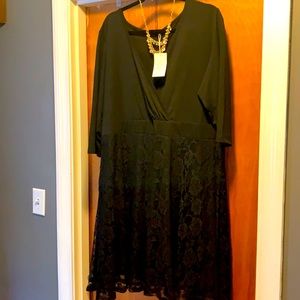Comfortable cotton black lace dress